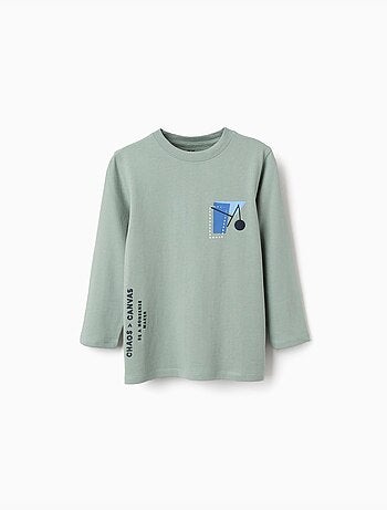 Maglietta a manica lunga in cotone con stampa Shapes