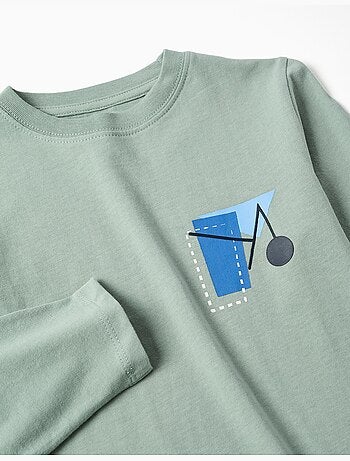 Maglietta a manica lunga in cotone con stampa Shapes
