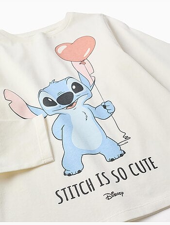 Maglietta a manica lunga in cotone con stampa stitch is cute