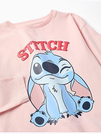 Maglietta a manica lunga in cotone con stampa stitch