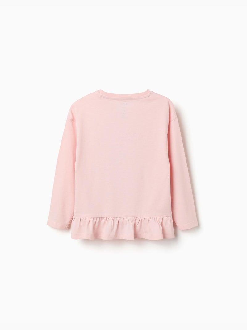 Maglietta a manica lunga in cotone con stampa stitch Rosa - Kiabi