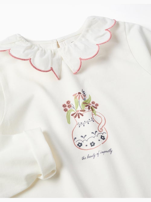 Maglietta a manica lunga in cotone con stampa vaso di fiori - Kiabi Maglietta a manica lunga in cotone con stampa vaso di fiori - Kiabi