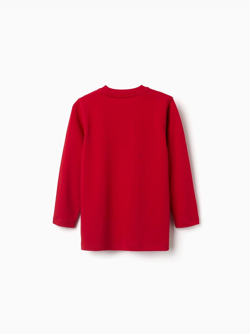 Maglietta a manica lunga in cotone con stampa ZY Rosso - Kiabi