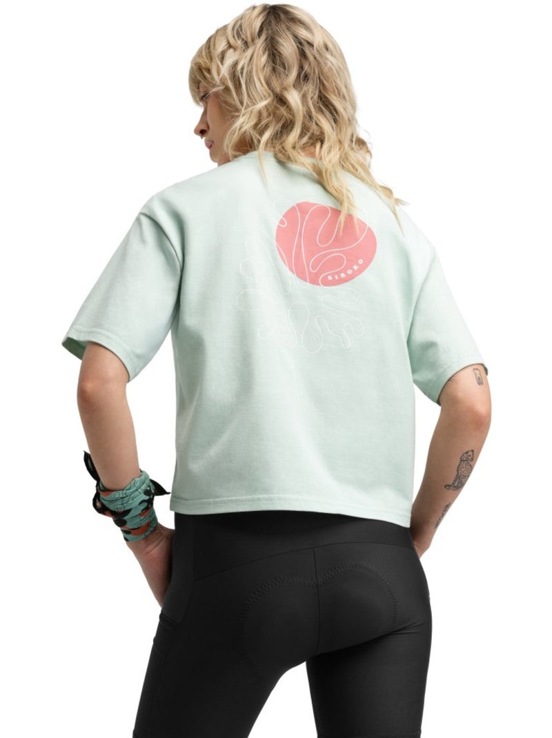 Maglietta a maniche corte da bikepacking vestibilità comoda da donna ciclismo d Verde - Kiabi