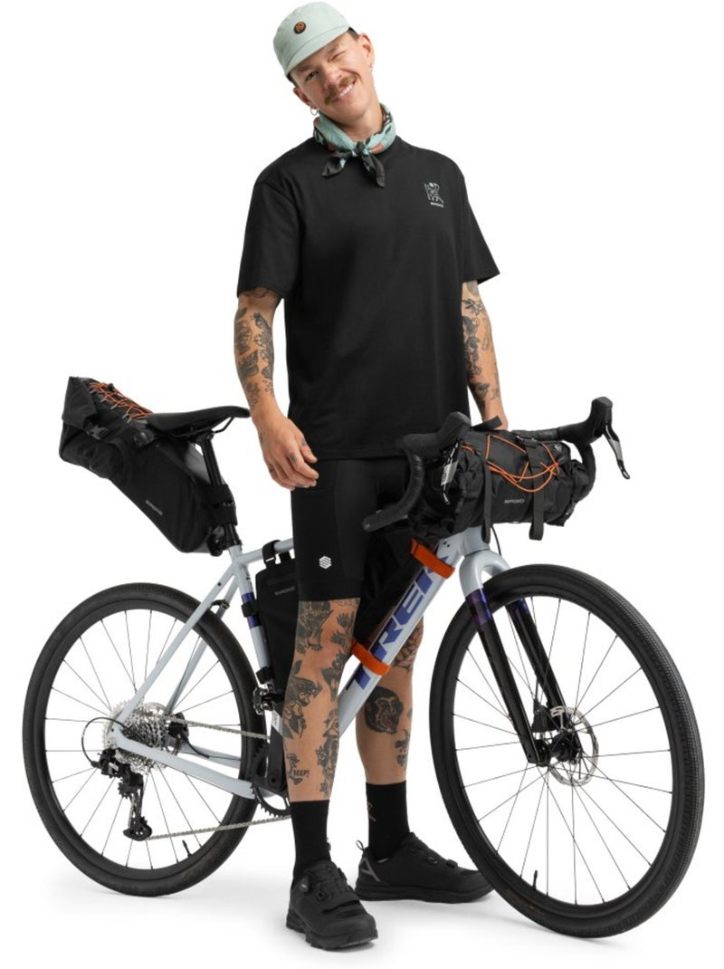 Maglietta a maniche corte da bikepacking vestibilità comoda da uomo ciclismo uo Nero - Kiabi
