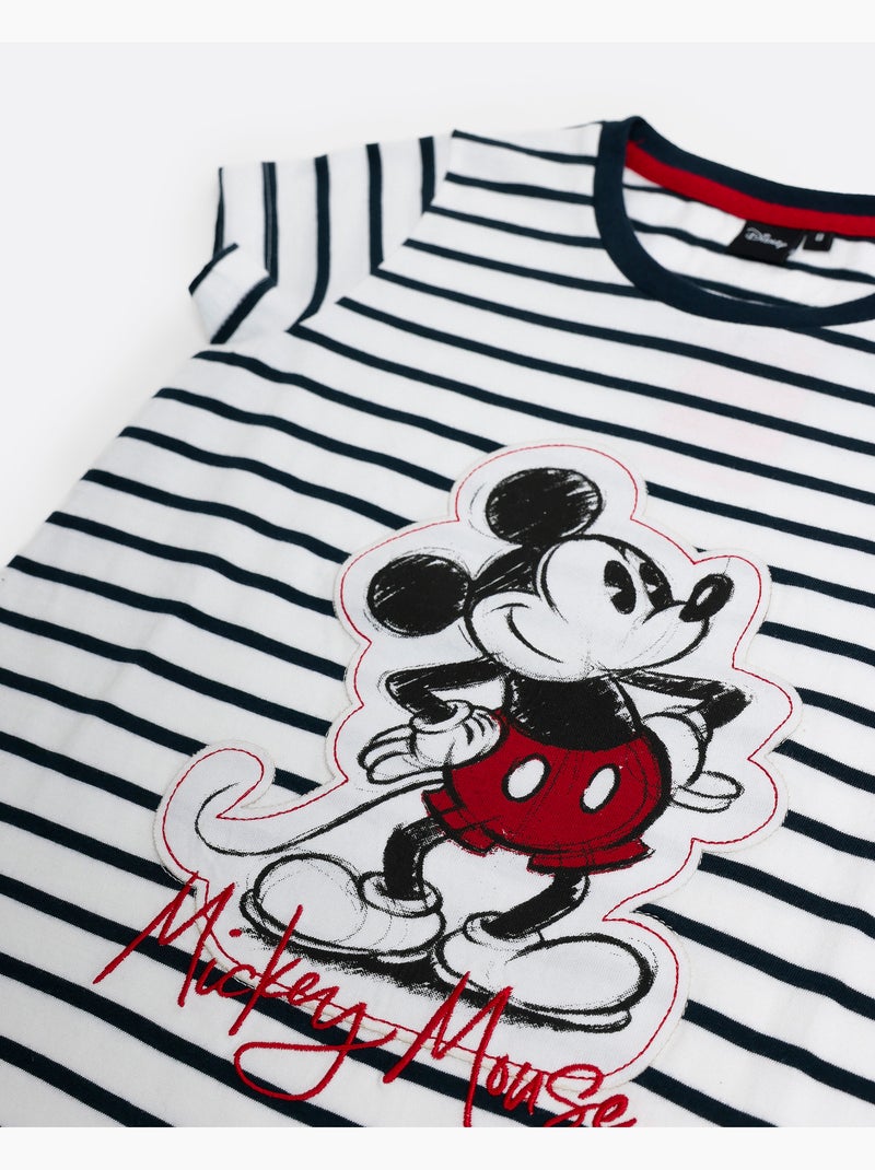 Maglietta a maniche corte DISNEY Mickey Patch per ragazze Blu marino - Kiabi