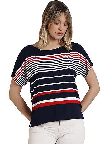 Maglietta a maniche corte in stile blu navy admas per donna