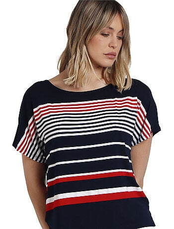 Maglietta a maniche corte in stile blu navy admas per donna