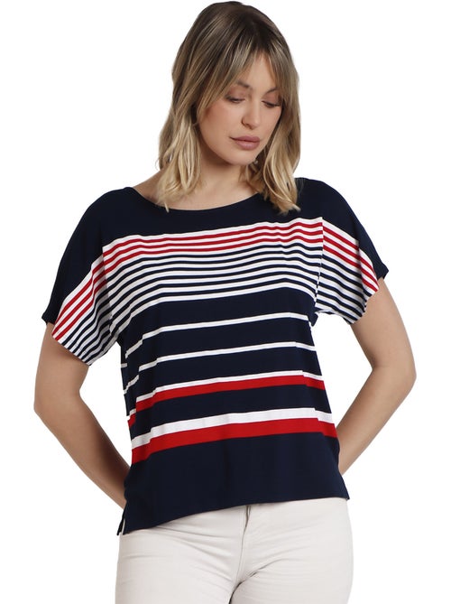 Maglietta a maniche corte in stile blu navy ADMAS per donna - Kiabi Maglietta a maniche corte in stile blu navy ADMAS per donna - Kiabi