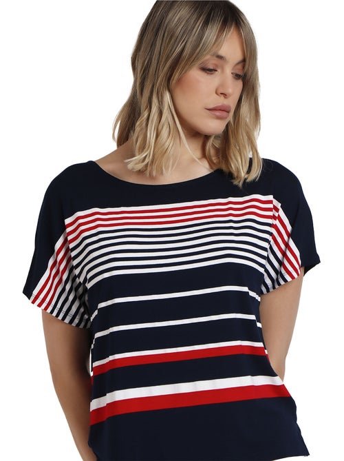 Maglietta a maniche corte in stile blu navy ADMAS per donna - Kiabi Maglietta a maniche corte in stile blu navy ADMAS per donna - Kiabi