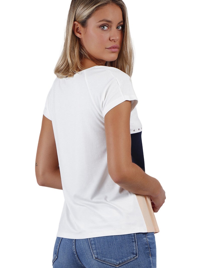 Maglietta a maniche corte tricolore da donna ADMAS Ecru - Kiabi