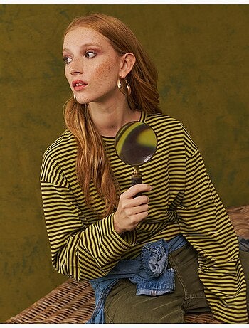 Maglietta a maniche lunghe a righe, mo fashion