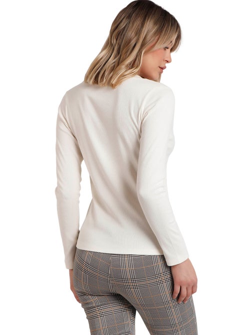 Maglietta a maniche lunghe con scollo a V da donna ADMAS - Kiabi Maglietta a maniche lunghe con scollo a V da donna ADMAS - Kiabi
