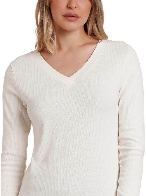 Maglietta a maniche lunghe con scollo a V da donna ADMAS - Kiabi Maglietta a maniche lunghe con scollo a V da donna ADMAS - Kiabi