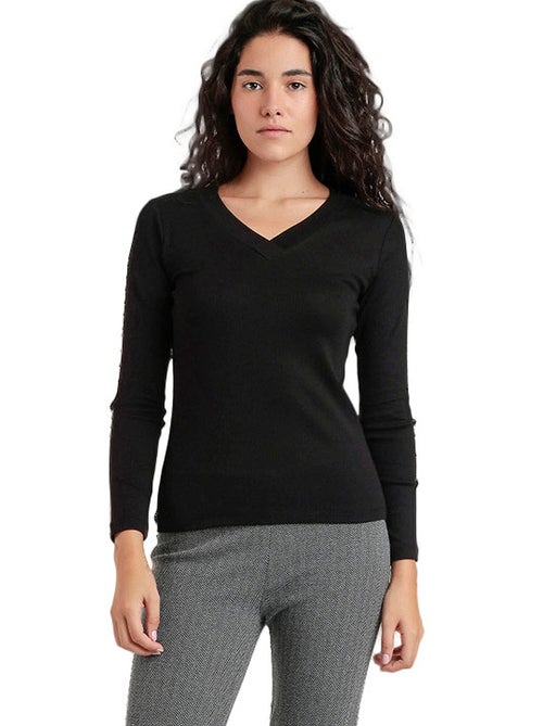 Maglietta a maniche lunghe con scollo a V da donna ADMAS - Kiabi