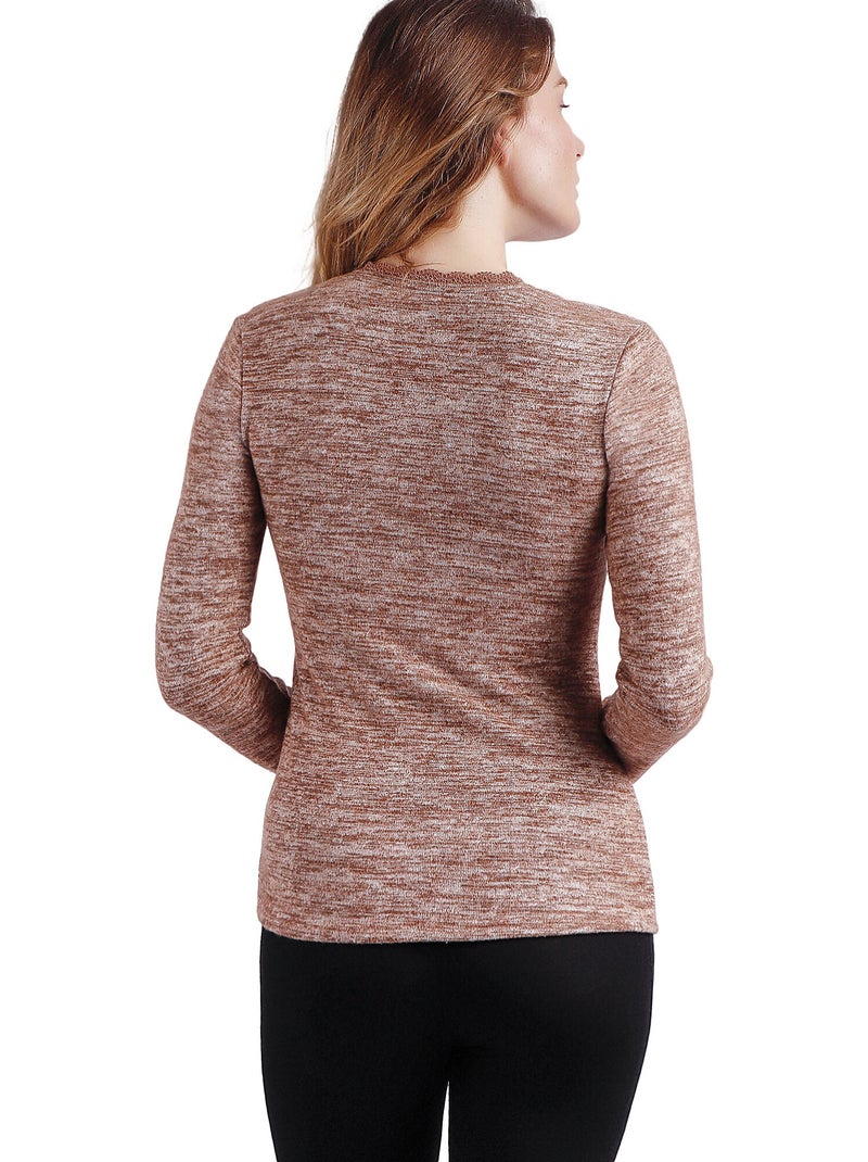 Maglietta a maniche lunghe in pizzo caldo da donna ADMAS Beige - Kiabi