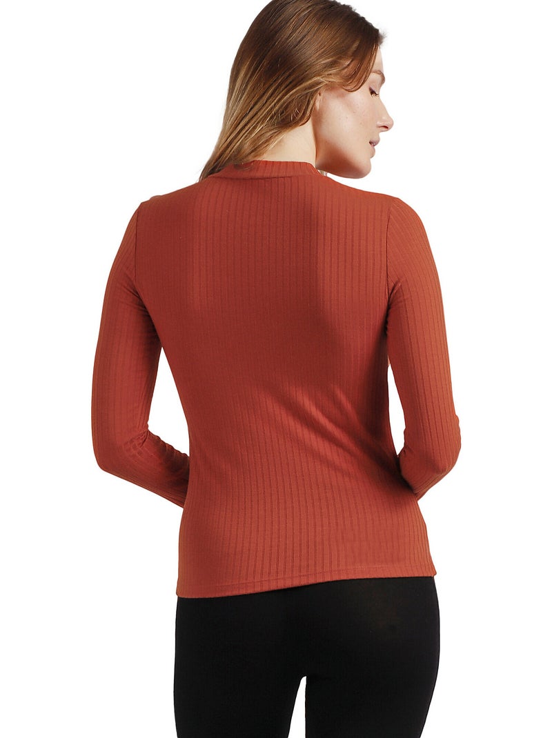 Maglietta a maniche lunghe Perkins a costine calde da donna ADMAS Arancione - Kiabi