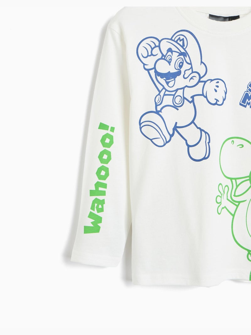 Maglietta a maniche lunghe 'super mario', mo fashion Bianco - Kiabi