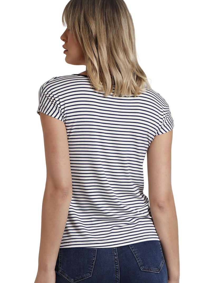 Maglietta a righe a maniche corte da donna ADMAS 2 Blu marino - Kiabi