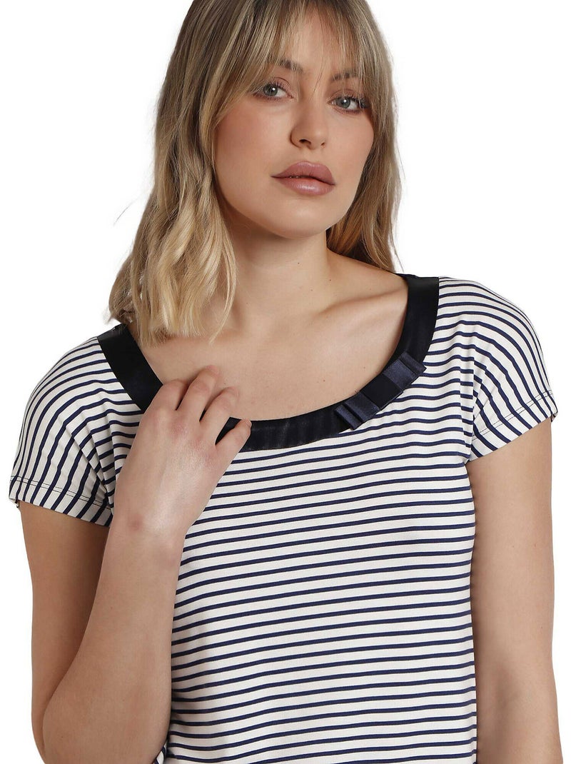 Maglietta a righe a maniche corte da donna ADMAS 2 Blu marino - Kiabi