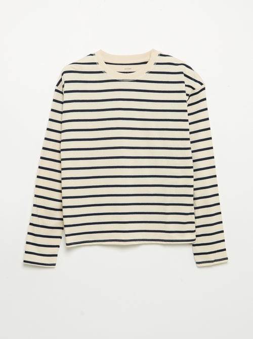 Maglietta a righe marinare con spalla a strappo - collezione facile da indossare - Kiabi Maglietta a righe marinare con spalla a strappo - collezione facile da indossare - Kiabi