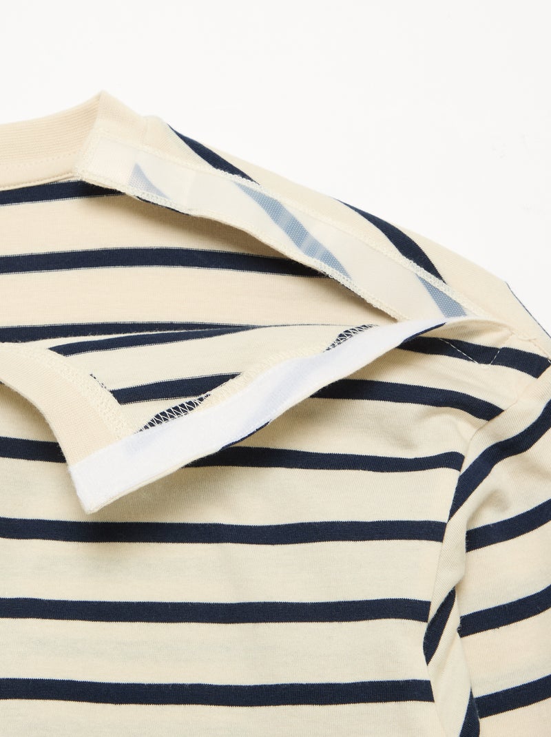Maglietta a righe marinare con spalla a strappo - collezione facile da indossare Bianco - Kiabi
