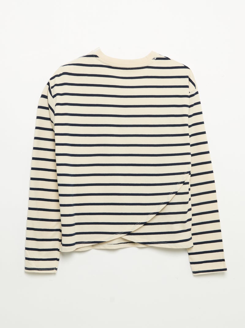 Maglietta a righe marinare con spalla a strappo - collezione facile da indossare Bianco - Kiabi
