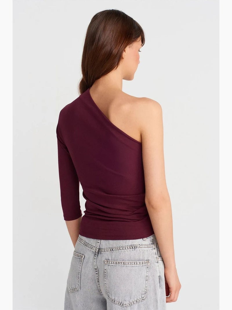 Maglietta asimmetrica con apertura manica lunga dilvin Rosso bordeaux - Kiabi