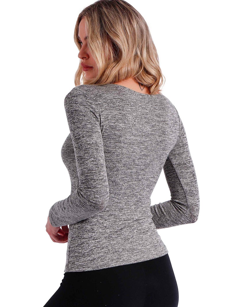 Maglietta calda a maniche lunghe con scollo a barca da donna ADMAS Grigio - Kiabi