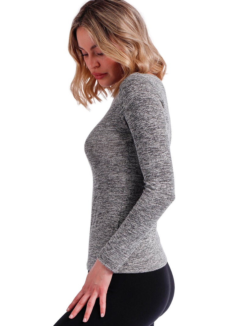 Maglietta calda a maniche lunghe con scollo a barca da donna ADMAS Grigio - Kiabi