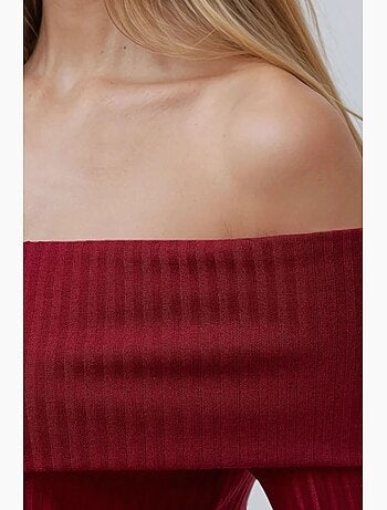 Maglietta collo asimmetrico maglia testurizzata manica lunga hiccup