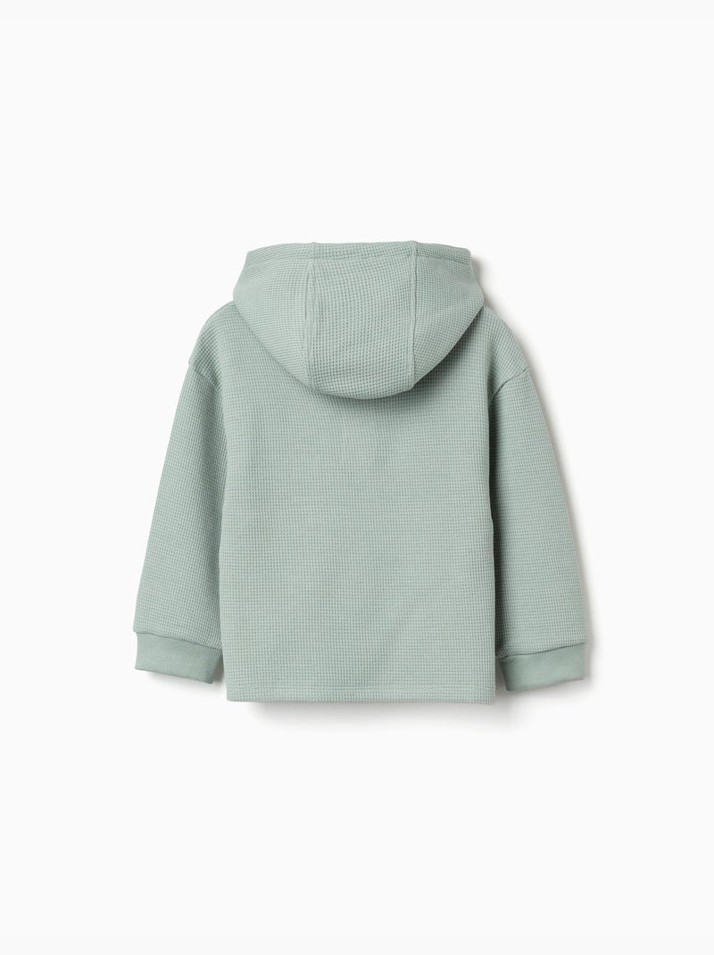 Maglietta con cappuccio, stampa e tasca Verde - Kiabi