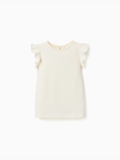 Maglietta con maniche arricciate e colletto rotondo - Kiabi