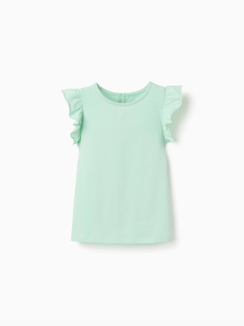 Maglietta con maniche arricciate e colletto rotondo - Kiabi