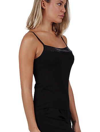 Maglietta con scollo a V e spalline in paillettes da donna ADMAS