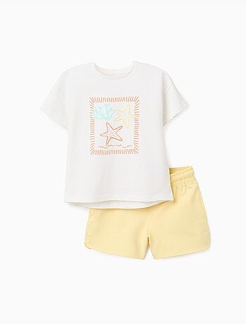 Maglietta con stampa di stelle marine + pantaloncini in cotone