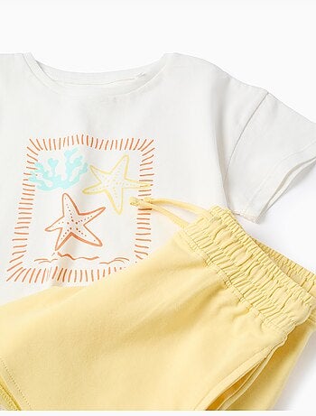Maglietta con stampa di stelle marine + pantaloncini in cotone