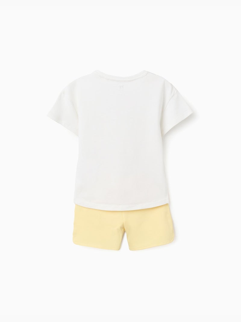 Maglietta con stampa di stelle marine + pantaloncini in cotone Giallo chiaro - Kiabi