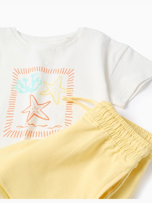Maglietta con stampa di stelle marine + pantaloncini in cotone - Kiabi