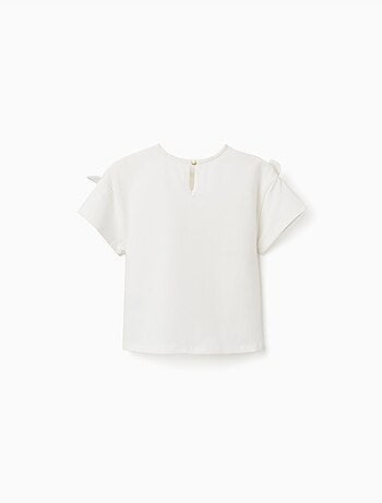 T-shirt con stampa e nodi decorativi