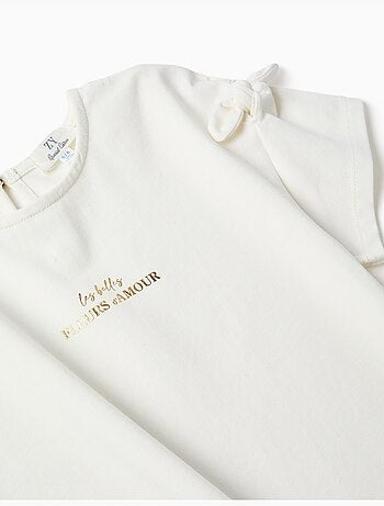 T-shirt con stampa e nodi decorativi