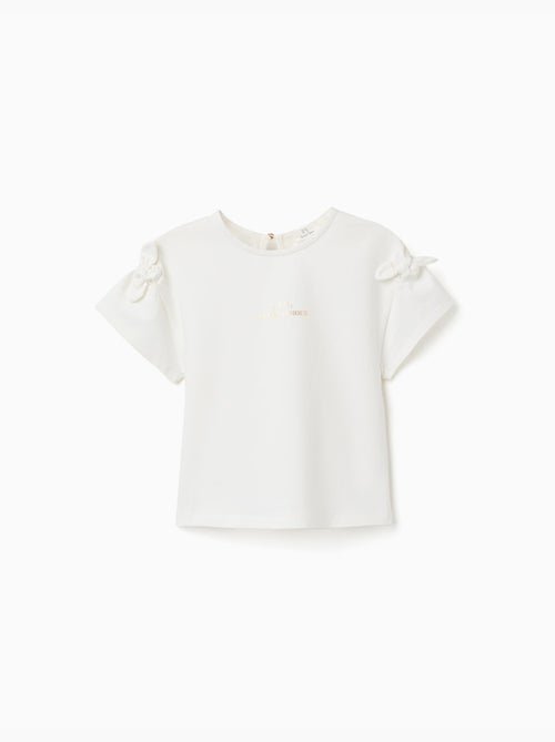 Maglietta con stampa e nodi decorativi - Kiabi