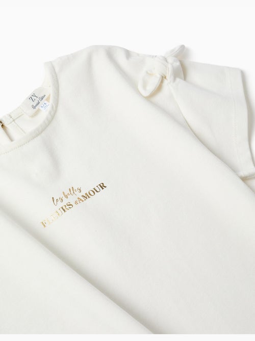 Maglietta con stampa e nodi decorativi - Kiabi