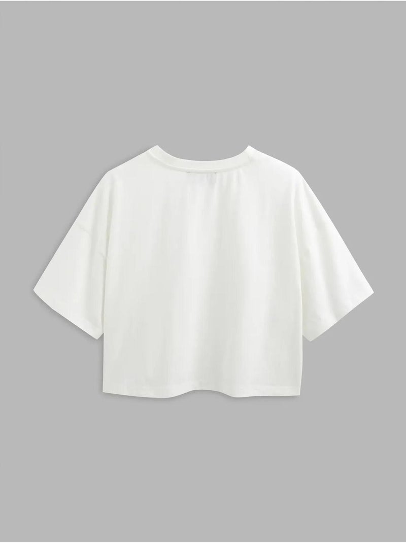 Maglietta corta con scollo a giro basic hiccup Bianco - Kiabi