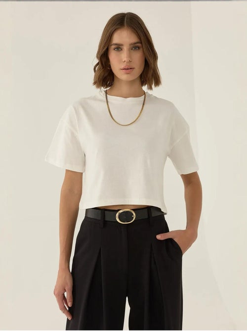 Maglietta corta con scollo a giro basic hiccup - Kiabi Maglietta corta con scollo a giro basic hiccup - Kiabi