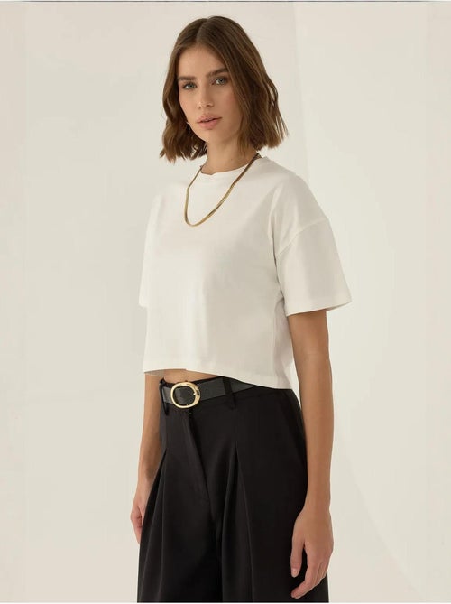 Maglietta corta con scollo a giro basic hiccup - Kiabi Maglietta corta con scollo a giro basic hiccup - Kiabi