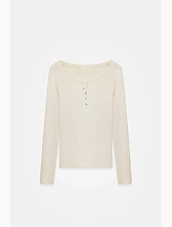 Maglietta cotone bottoni maniche lunghe aderente dilvin