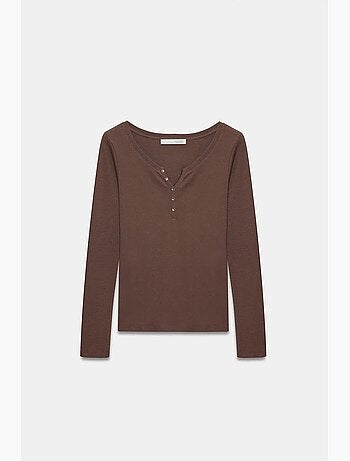 Maglietta cotone bottoni maniche lunghe aderente dilvin
