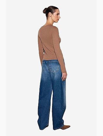 Maglietta cotone misto zip maniche lunghe aderente dilvin