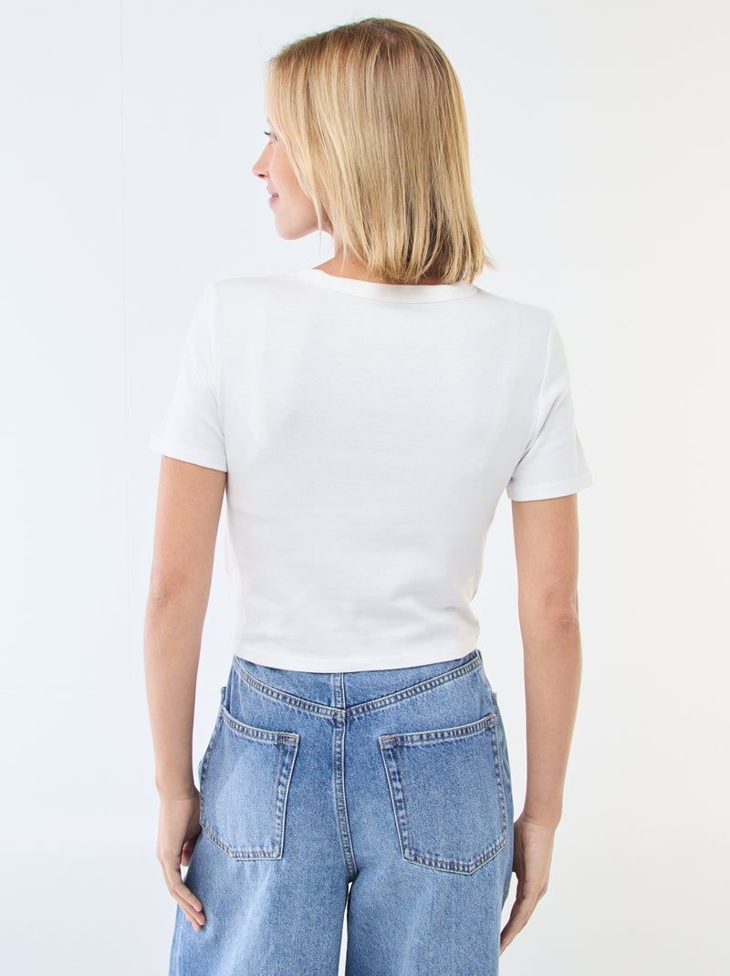 Maglietta crop top basic Bianco - Kiabi